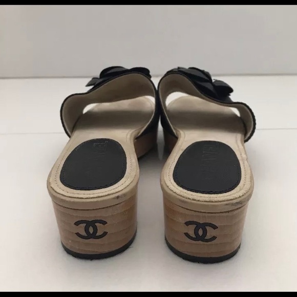 Authentic Chanel Black Camelia Clogs size 36/6 wow - Picture 5 of 8